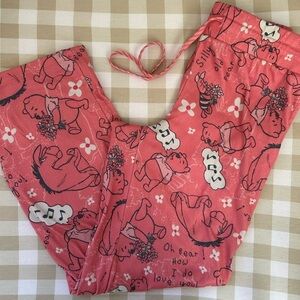 Disney Winnie the Pooh Pink Print Pajama Bottoms Women’s Small
